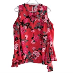 Belle Sky Women's Darker Floral Print Blouse Size XL